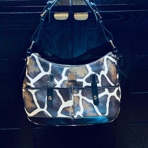 Dooney & Bourke Giraffe Print Brown Leather Large